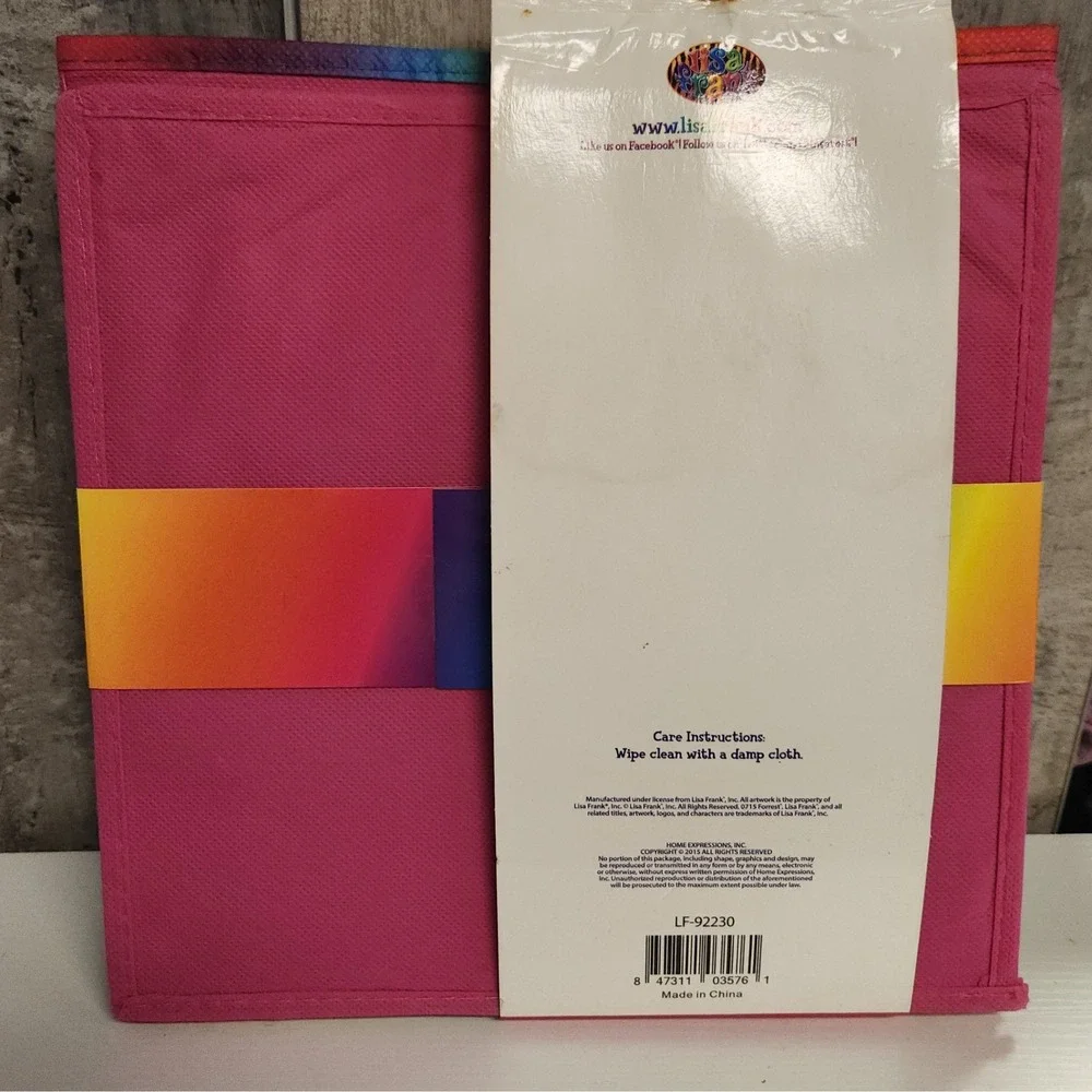 Lisa Frank Storage Bin Kids 10.5x10.5x11 Rainbow Tiger Hunter Animal Print Decor